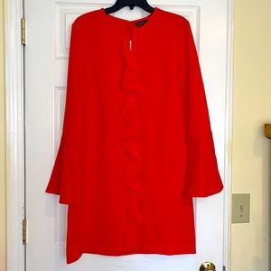 RACHEL ZOE NEW Women's Burnt Orange Ruffled Trim Bell Sleeve Sheath Dress TEDO